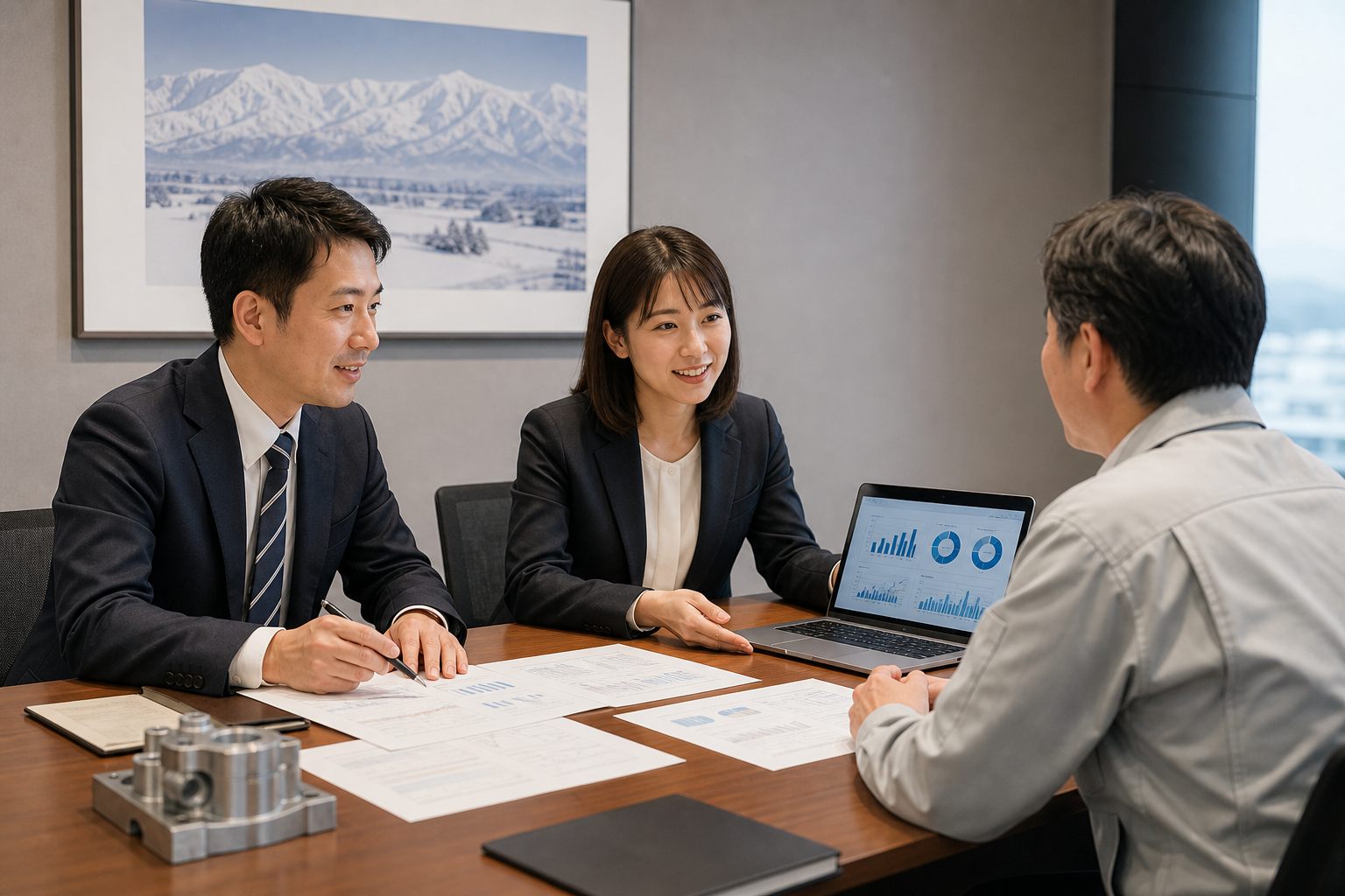 新潟企業のM&A企業価値診断を相談する経営者とアドバイザー